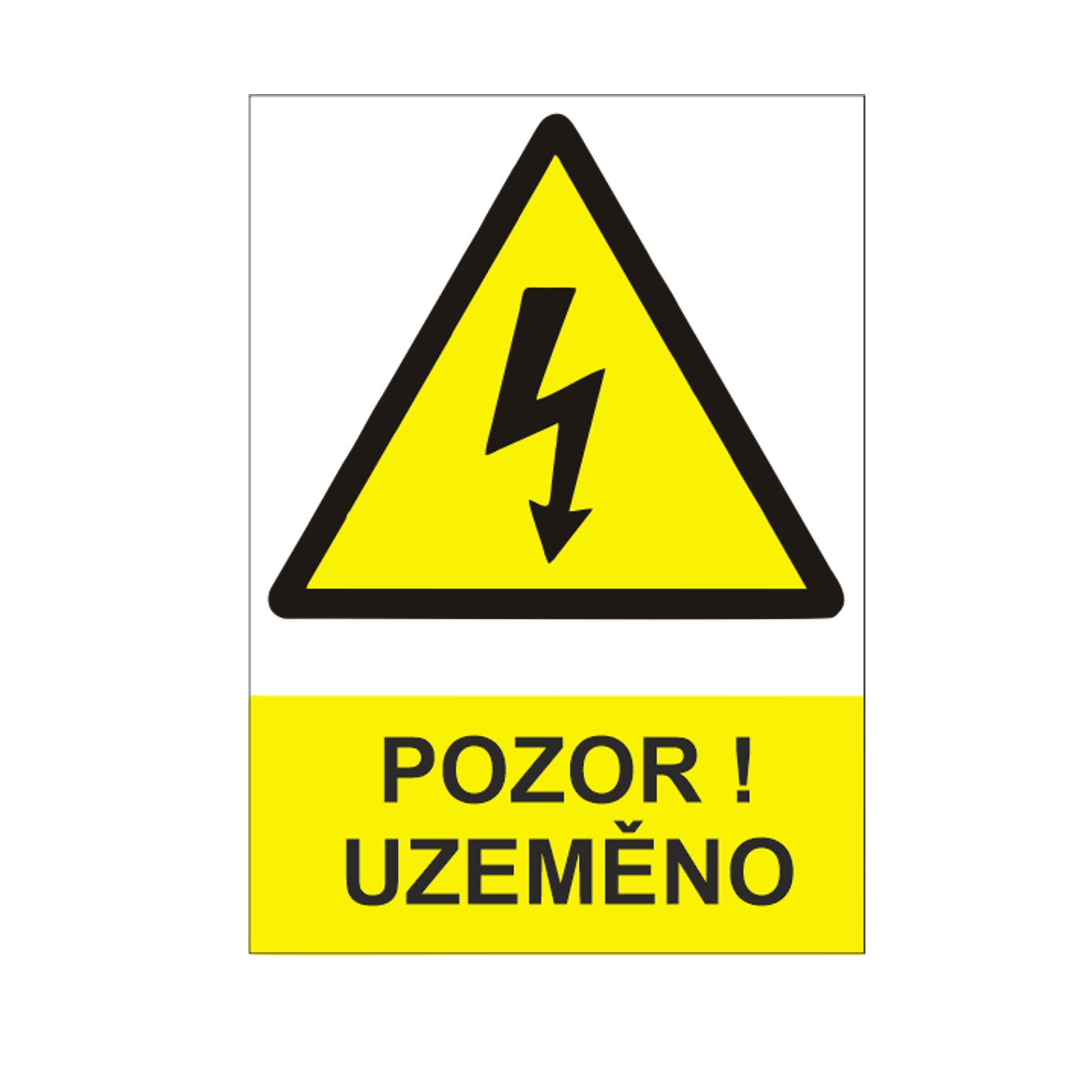 Pozor! uzeměno samolepka